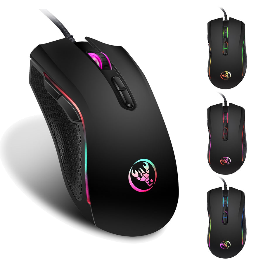 Hongsund  Upgraded version RGB Light 7200DPI Macro Programmable 7 Buttons  Optical USB Wired Mouse Gamer Mice computer Gaming